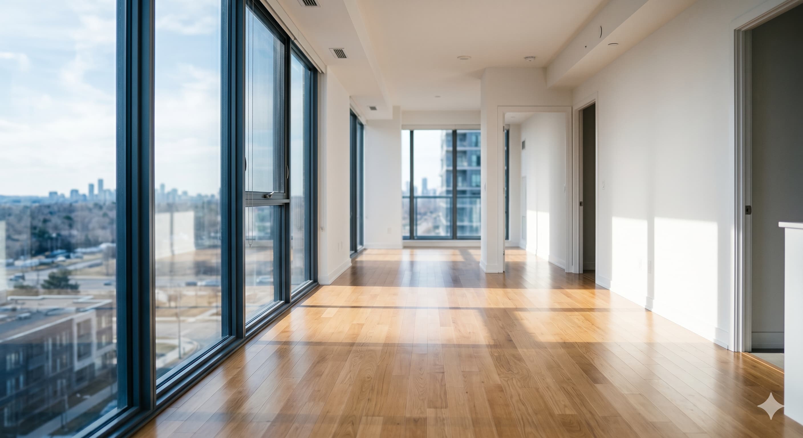 Empty clean apartment ready for move-in after deep cleaning service